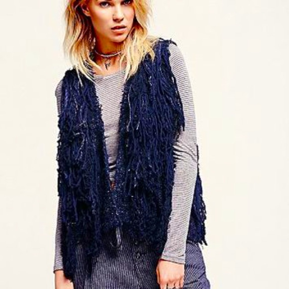 Free People Piñata Parade Vest Navy Small